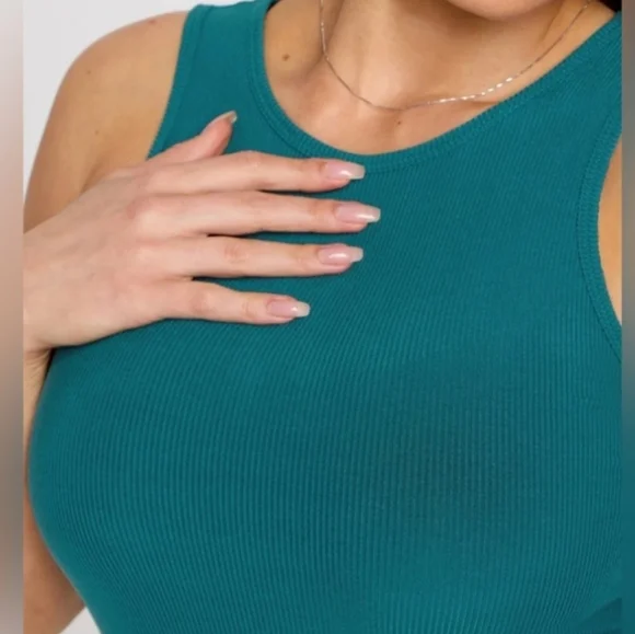 Fabletics Womens Ribbed Maxi Dress Yitty Collection Soft Bodycon Size L Green - Picture 7 of 7